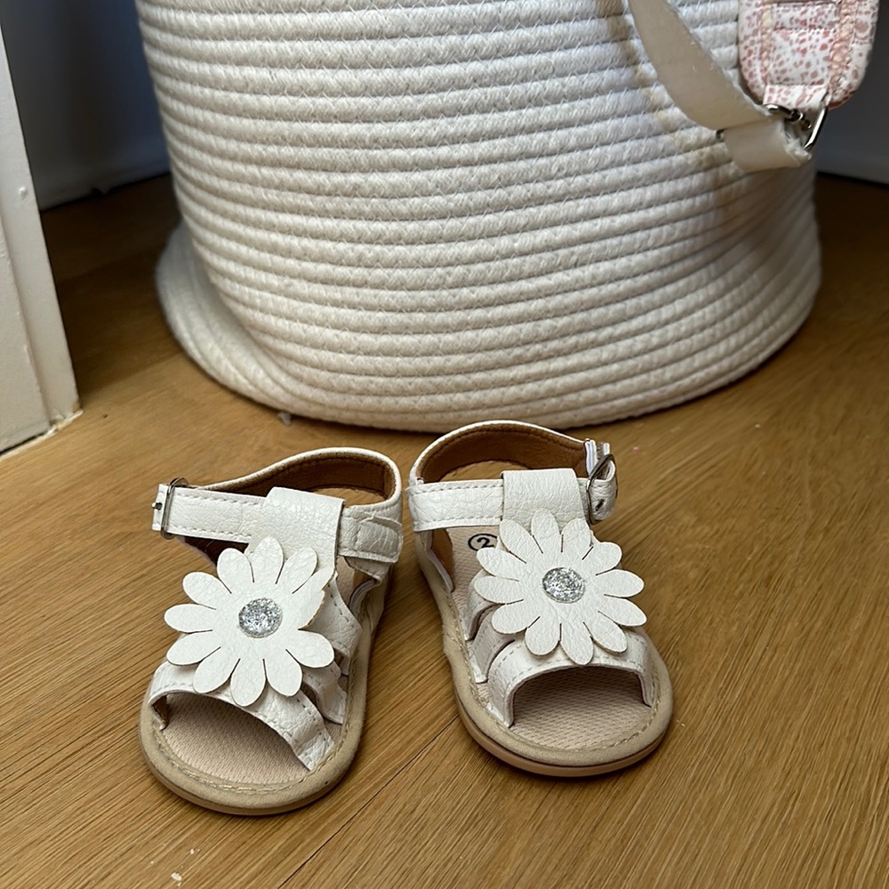 Baby sandal #2 floral white